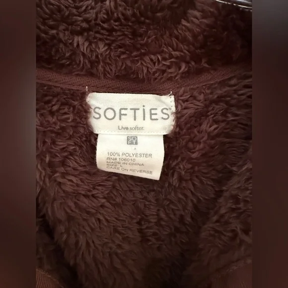 SOFTIES DreamPlush Double Zip Jacket Large, Brown Espresso - Picture 5 of 6